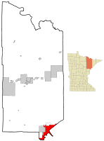 Location of the city of Duluthwithin Saint Louis County, Minnesota