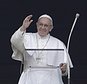 Pope Francis waves from his studio window overlooking St. Peter's Square during his Angelus prayer, at the Vatican, Sunday, Feb. 5, 2017. (AP Photo/Andrew Medichini)