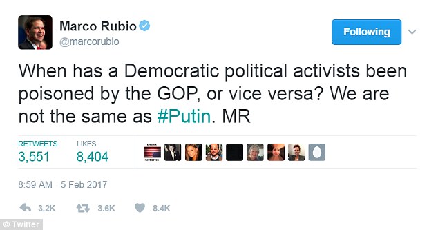 Sen. Marco Rubio also bashed Donald Trump's comments saying there shouldn't be an equivalency between the United States and the actions of Vladimir Putin