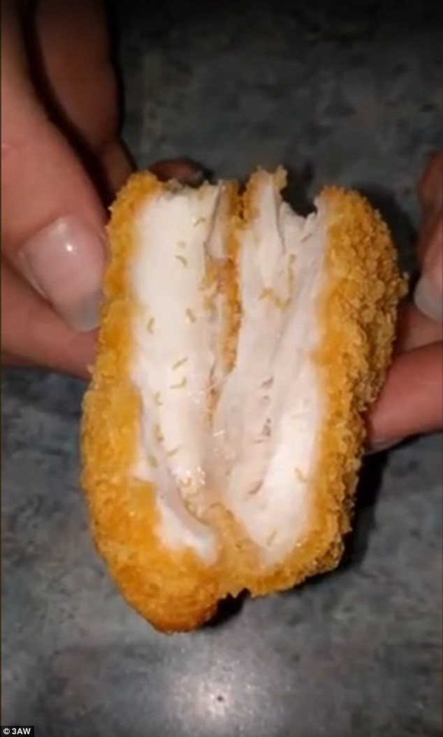 A Victorian woman was left traumatised after discovering live maggots in her chicken tenders during her meal