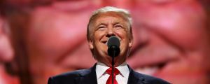 Republican presidential candidate Donald Trump delivering a speech during the Republican Convention in July.