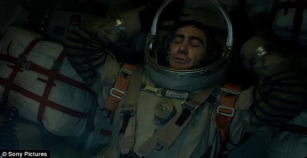 His sidekick: Jake Gyllenhaal also stars as an astronaut, who is a part of a team of scientists aboard the International Space Station fighting to save Earth