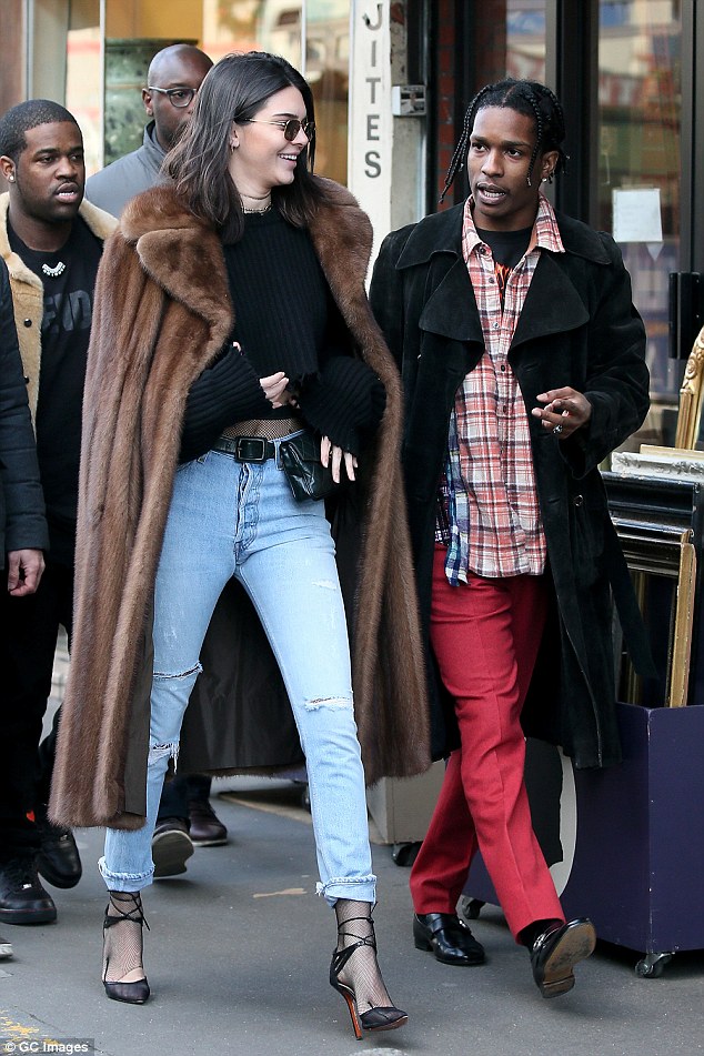 In trouble? Hopefully the picture is just a bit of fun and not a reflection on Kendall's rumoured romance with A$AP Rocky (pictured last week)