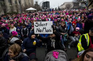 Demonstrators gather during the Women's March on Washington in Washington, D.C.