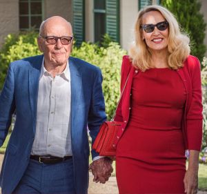 SYDNEY, AUSTRALIA - JANUARY 21: Rupert Murdoch and Jerry Hall leave Kirribilli House as Malcolm Turnbull hosts a ...