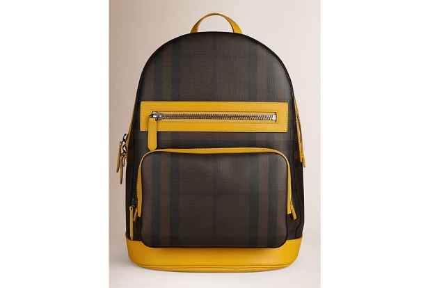 Burberry – Smoked check backpack in straw with a smooth calf leather trim, double zip, with heaps of pockets and ...