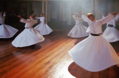 Istanbul, Turkey - June 6, 2012: Traditional ceremony of dervishes, Galata Mevlevihanesi, Istanbul, Turkey