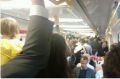 Crowded train chaos.