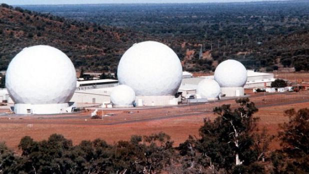 An undated file of the radar domes of the top-secret joint US-Australian missile defence base at Pine Gap.