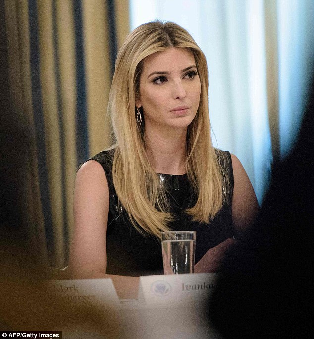 It's believed that a boycott of the Ivanka Trump brand led to the poor sales. Above, Trump looks downcast as she attends a meeting with business leaders at the White House on Friday