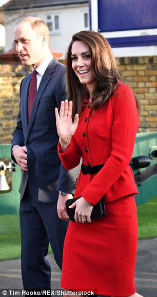 The Duchess of Cambridge wore her hair swept across in a side parting for the event