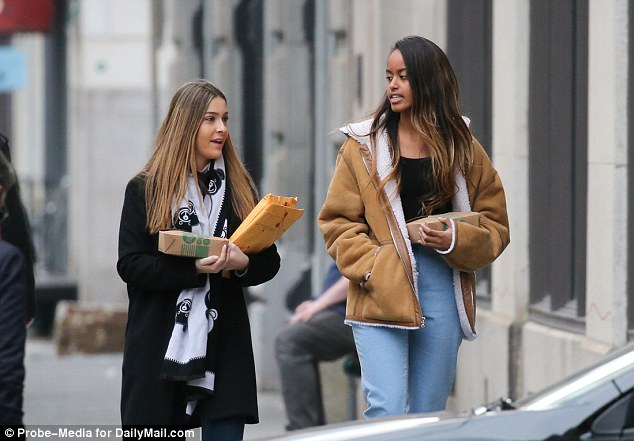 Later in the day, Malia was seen going out to pick up lunch at Whole Foods with the co-worker