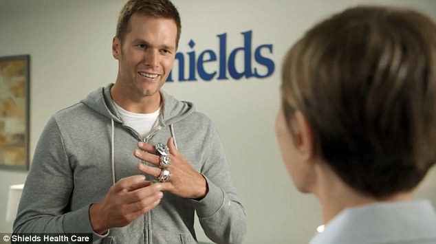 Tom Brady, pictured, filmed an ad for Shields MRI featuring his four championship rings