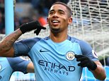 Manchester City new boy Gabriel Jesus reacts to his initial effort being saved by tapping home a late winner against Swansea 