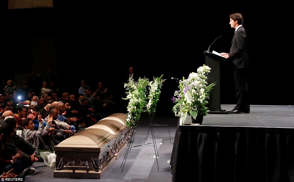 Thousands packed the convention center in Quebec City on Friday for the memorial service, including dignitaries, relatives, friends, and community leaders