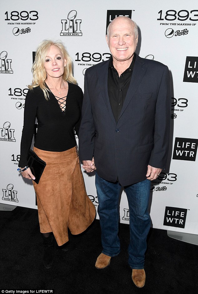 Suede pair: Tammy and Terry Bradshaw arrived hand in hand