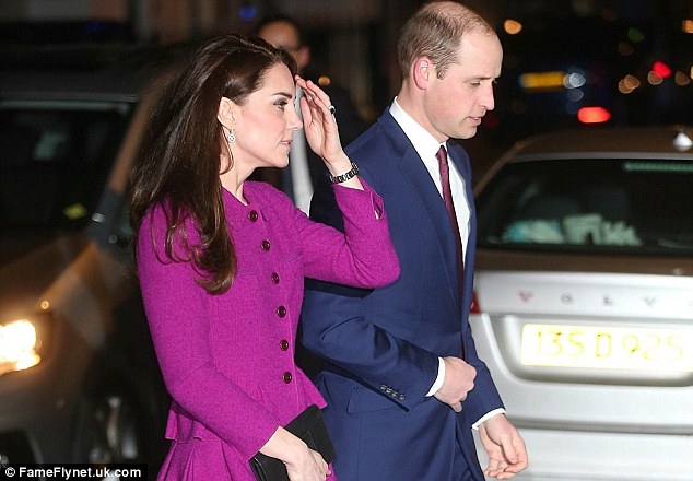 Kate, 34, wore a purple Oscar de la Renta outfit as she stepped out in London on Monday