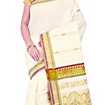 Off-white Floral Cotton Saree With blouse piece