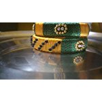 Green and Yellow silk thread Traditional Bangle Set of 2