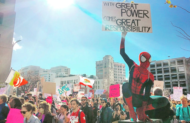 Spider-Man Knows How To Protest In 2017