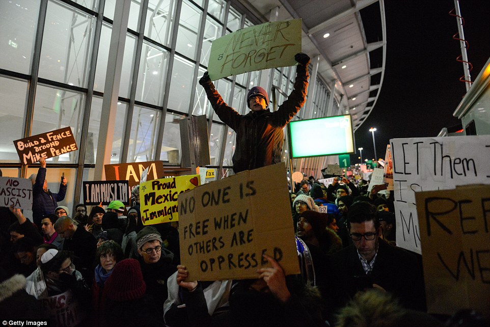 GETAWAY: Protests that erupted at U.S. airports following Trump's immigration order are expected to follow the president to Mar-a-Lago