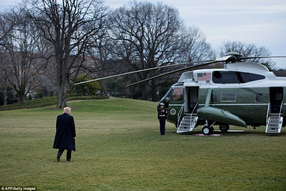 President Donald Trump walks to Marine One on the South Lawn of the White House