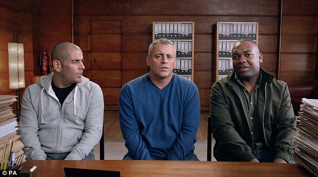 Awkward: Matt LeBlanc, Chris Harris and Rory Reid endure an awkward BBC car insurance interview in the new Top Gear trailer 