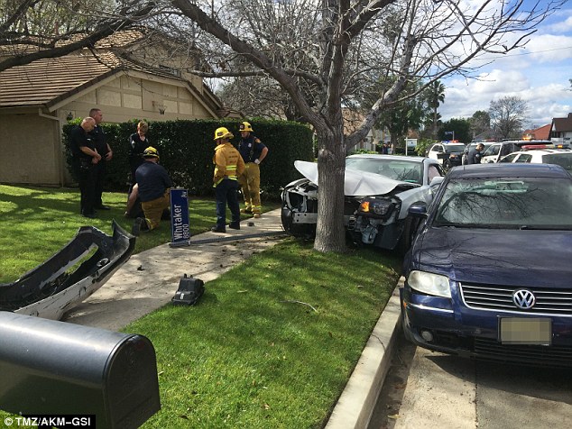 Quite eventful: During the chase, the 26-year-old lost control of his vehicle and hit several mailboxes as well as a stop sign