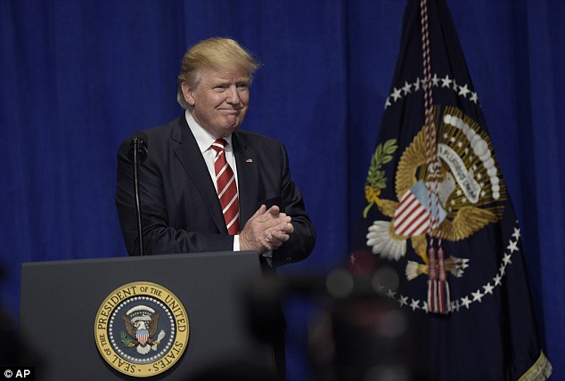 US President Donald Trump speaking to troops at MacDill Air Force Base in Tampa, Florida