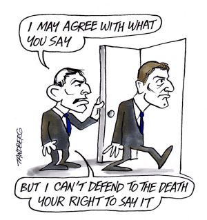 Mr Abbott removed Senator Bernardi from his frontbench in September 2012 after his bestiality comment. Illustration: Ron ...