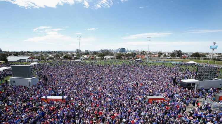 Fans gather at Whitten Oval for the family day celebrations after the teams first grand final win since 1954.