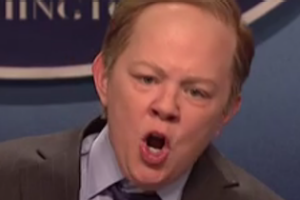 Melissa McCarthy as Sean Spicer. 