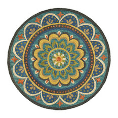 L R Resources - Dazzle Rug, Blue, 6' Round - Area Rugs