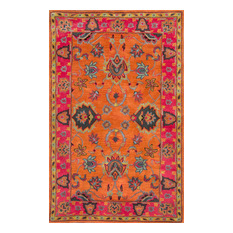 Sunny Hand-Tufted Border Rug, Orange, 4'x6' - Area Rugs