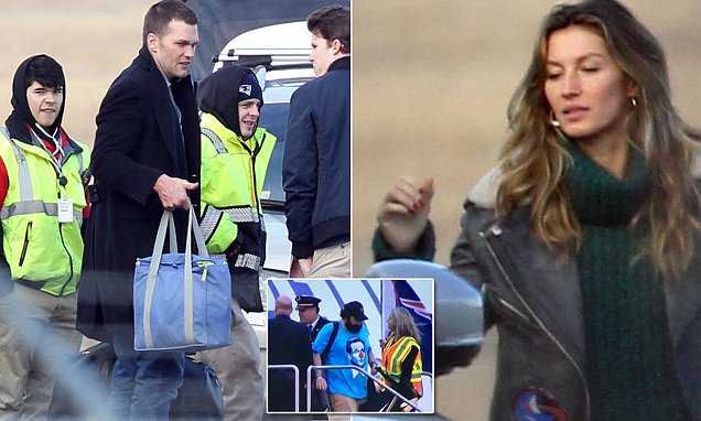 Brady and Gisele arrive back in Boston after Super Bowl