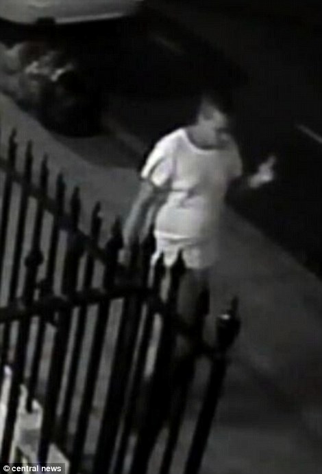 He was pictured in CCTV footage walking from his scene with his finger in the air after the attack