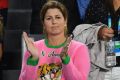 Mirka Federer watches the semi final match between her husband Roger Federer and Stan Wawrinka. 