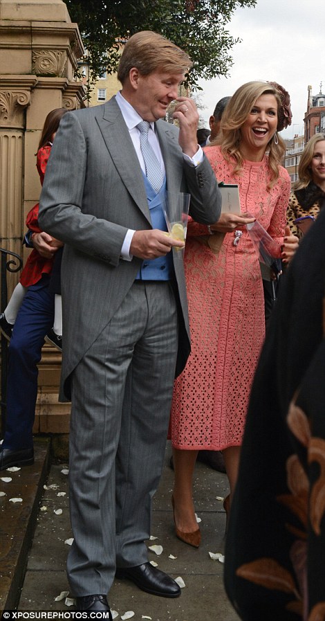 Queen Maxima of Netherlands wore a pink dress to the wedding