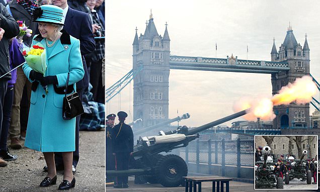 Gun salutes commemorate the Queen's Sapphire Jubilee