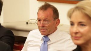 Mr Abbott during the joint party meeting in Canberra on Tuesday.