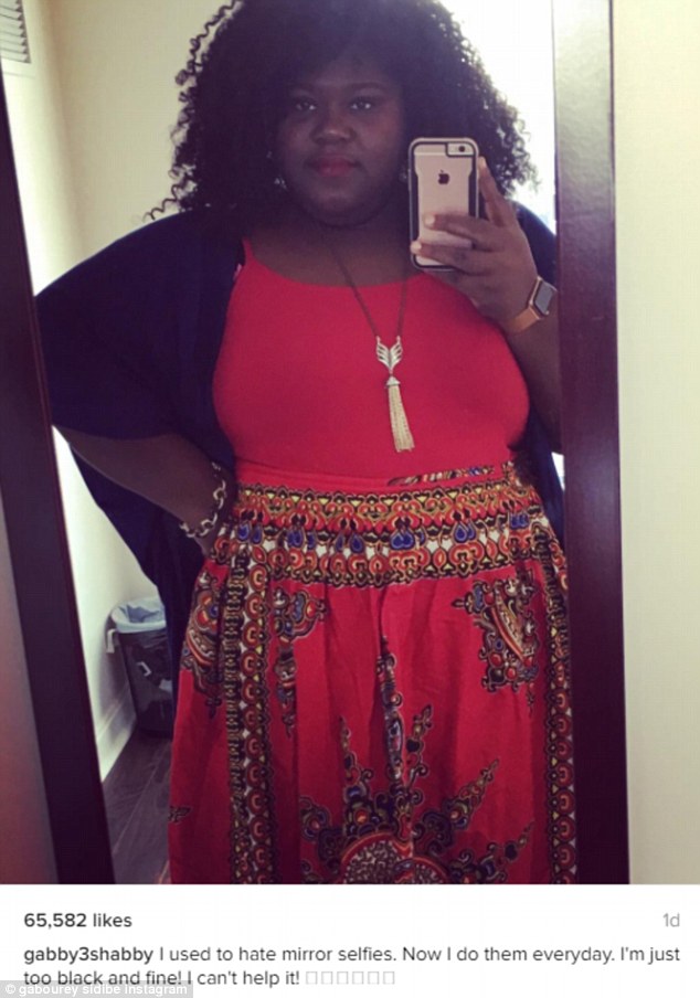 'I used to hate mirror selfies': Gabourey Sidibe posted a mirror selfie to Instagram on Friday, showcasing her newly slimmed-down figure in a bright red dress