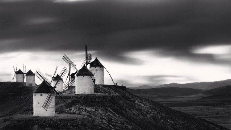 <i>Quixote's Giants, Study 10, Consuegra, Spain</I>. 1996. <cite>Photo: Michael Kenna</cite>