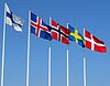 Flags of the Nordic countries outside the Bella Center, Copenhagen, 2004