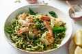 Pete Evans' paleo spaghetti with prawns, pesto & pistachios 