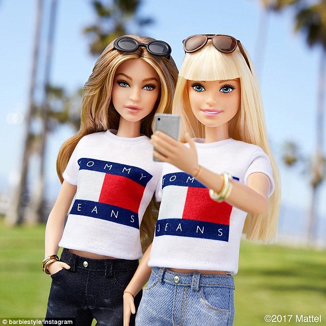 Two of a kind! Barbie and Gigi took a selfie together where both look timeless in Tommy Hilfiger shirts and jean shorts