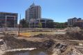 Perth's new lakes district? Excess water from the Aurelia site is being pumped here to the site across the road, but the ...