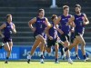 FREMANTLE, WESTERN AUSTRALIA - APRIL 05: Tanner Smith of the Dockers leads a group of players in a warm up run during Fremantle Dockers AFL training session at Fremantle Oval on April 5, 2016 in Fremantle, Australia.  (Photo by Paul Kane/Getty Images)