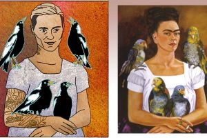 Moana Hope by Jim Pavlidis, left, Frida Kahlo self-portrait.
