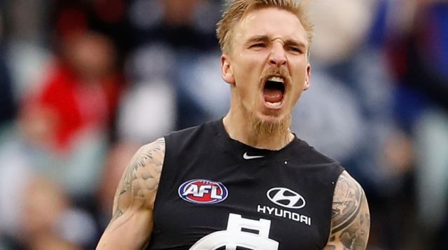 Long time coming: Carlton cult hero Dennis Armfield is now part of the Blues' leadership group.