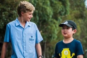 Jordan King (left) helped Alvin Zhao (right) track down his parents after he became lost five kilometres from home. 